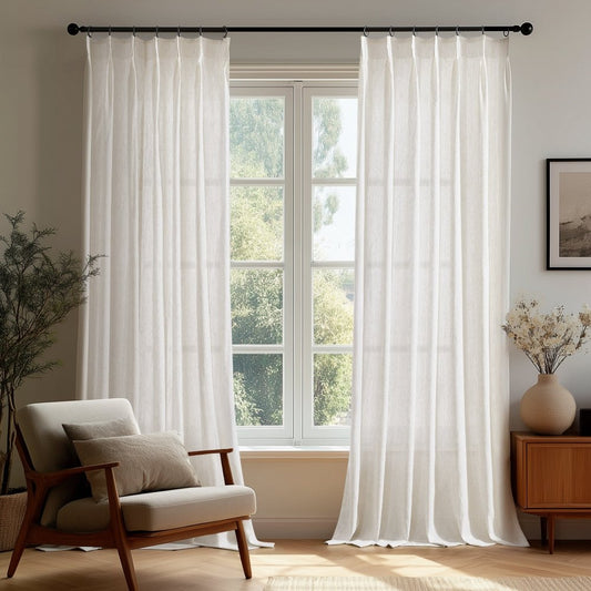 Hannah Wool Blend Herringbone Custom Sheer Curtains - Deconovo US