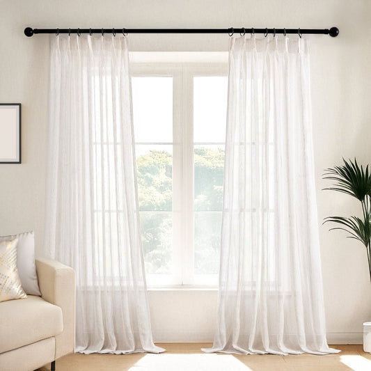 Iris Custom Linen Striped Sheer Curtains - Deconovo US