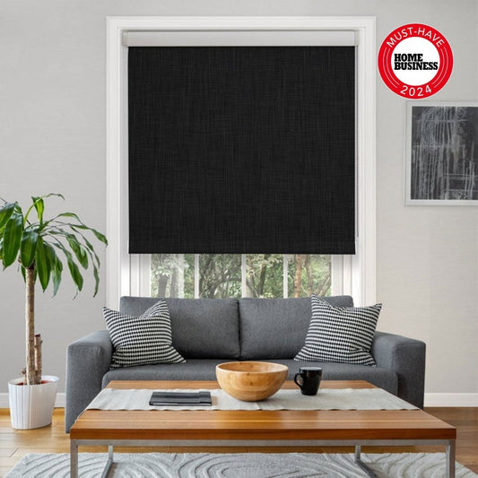 Luna Custom Linen Full Blackout Roller Blinds - Deconovo US