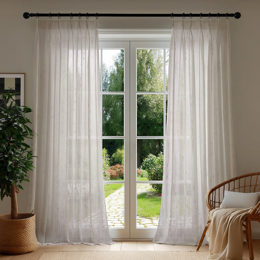 Sylvia Linen-Look Foil Sheer Curtains