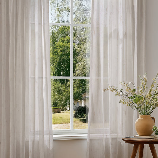 Sylvia Linen-Look Foil Sheer Curtains