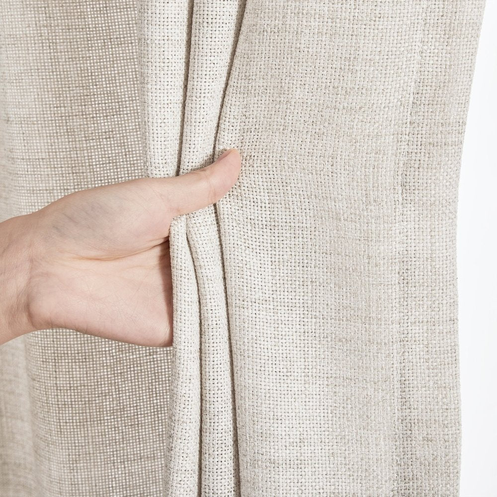 Alva Textured Linen Look Custom Blackout Curtains - Deconovo US