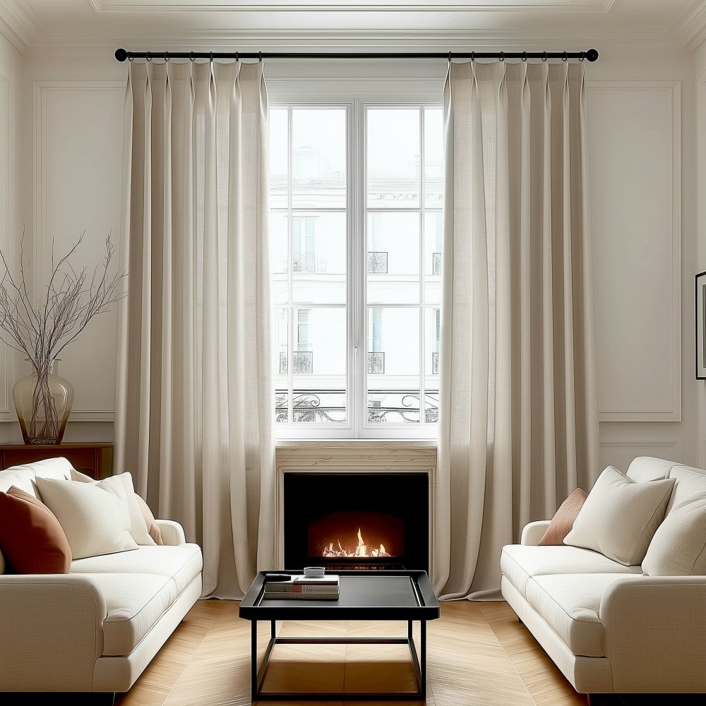Alva Textured Linen Look Custom Blackout Curtains - Deconovo US