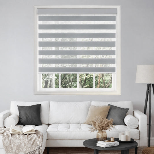 Amelia Custom Cordless Light Filtering Water-Resistant Zebra Shades