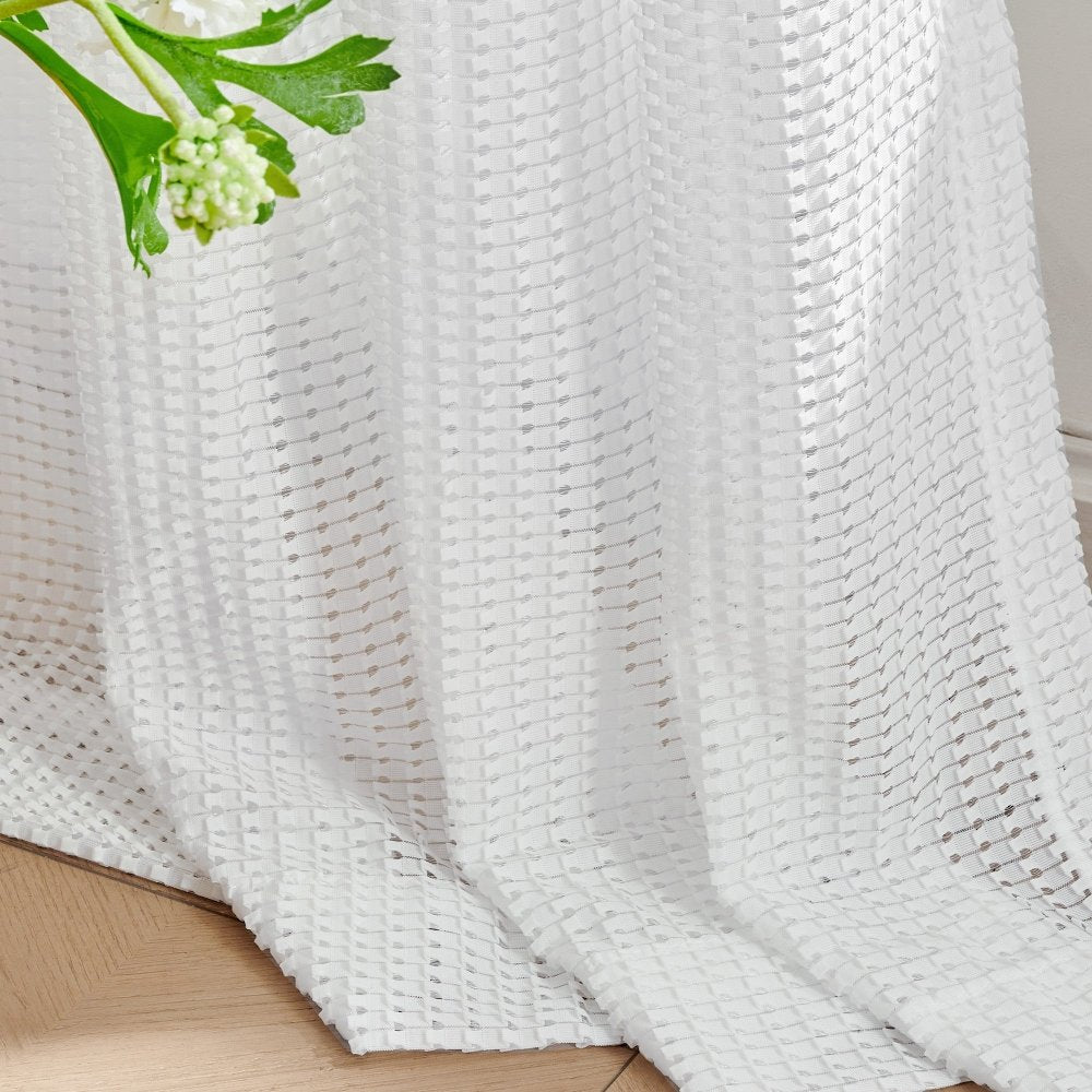 Beverly 3D Textured Voile Sheer Curtains - Deconovo US