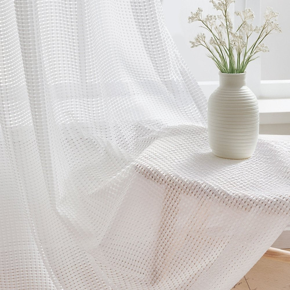Beverly 3D Textured Voile Sheer Curtains - Deconovo US
