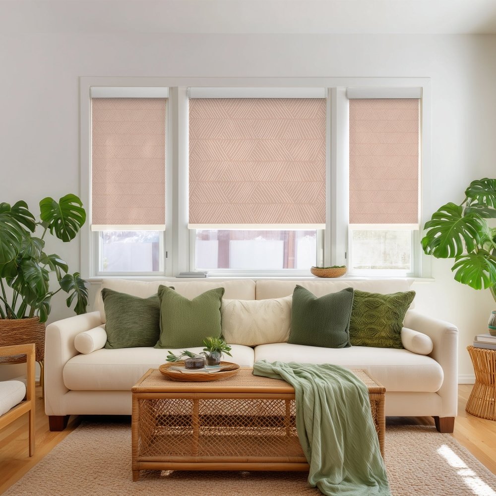 Bohome Rattan Custom Designer Print Semi - Blackout Roller Blinds - Deconovo US