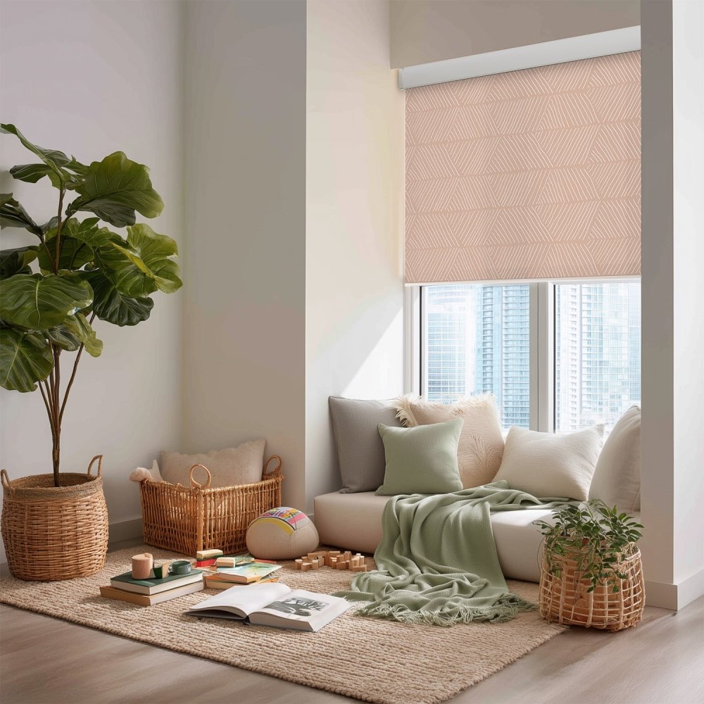 Bohome Rattan Custom Designer Print Semi - Blackout Roller Blinds - Deconovo US