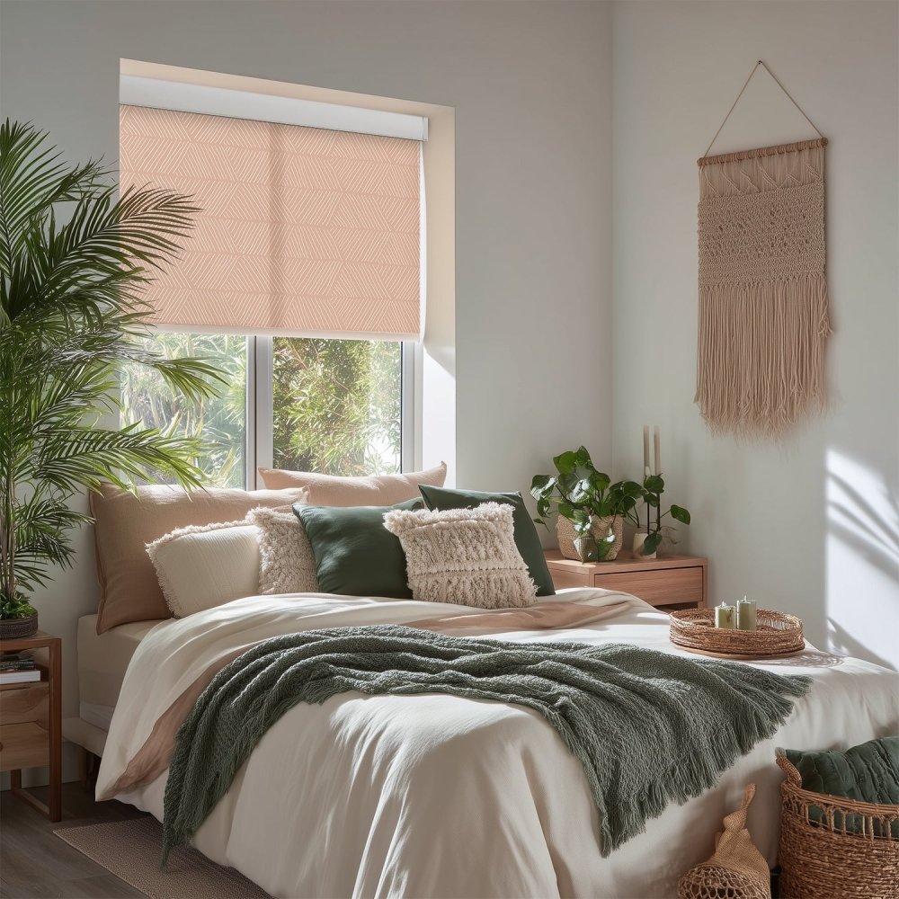 Bohome Rattan Custom Designer Print Semi - Blackout Roller Blinds - Deconovo US