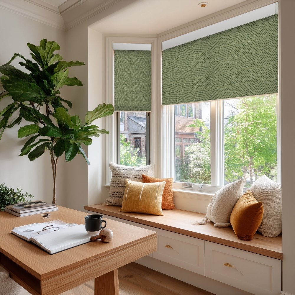 Bohome Rattan Custom Designer Print Semi - Blackout Roller Blinds - Deconovo US