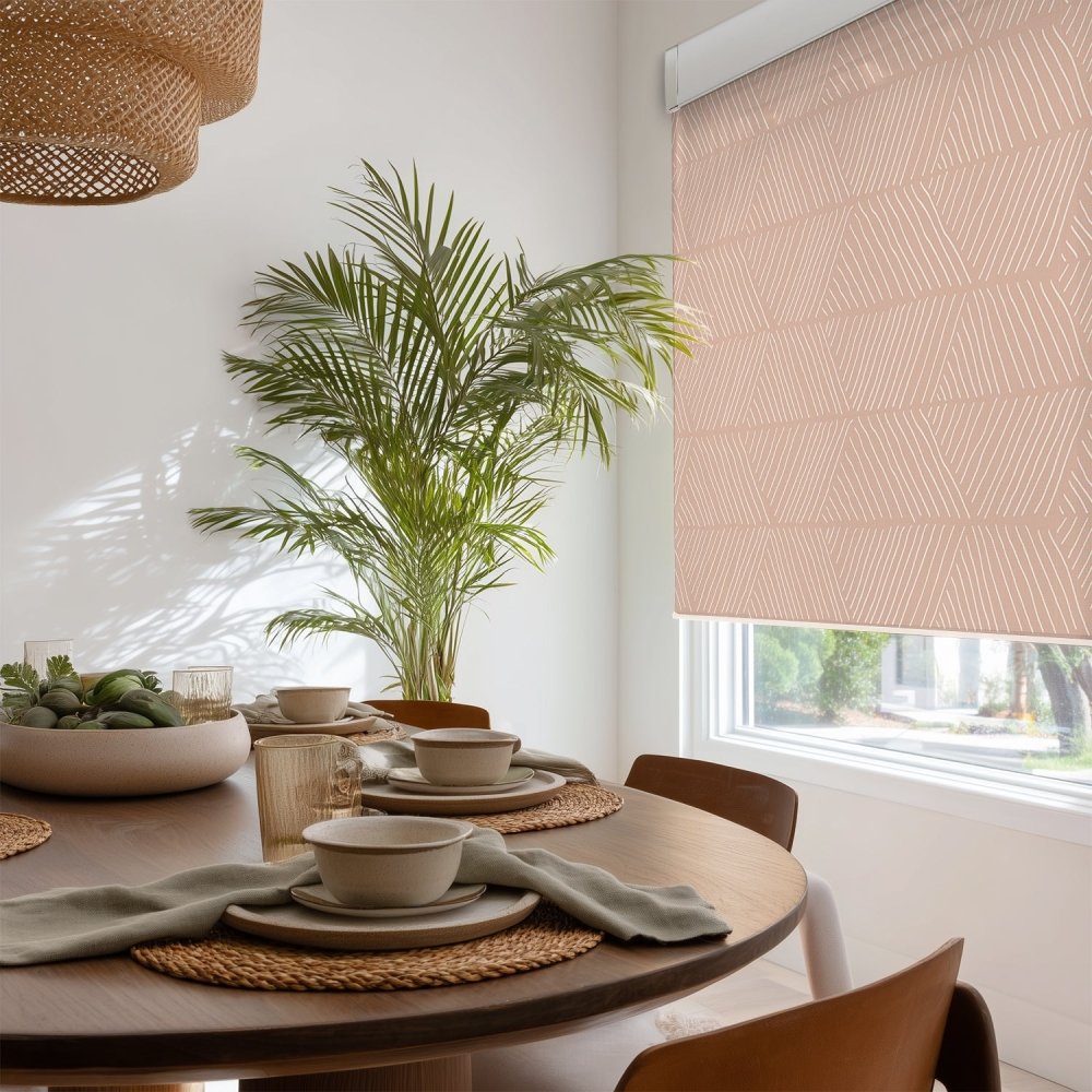 Bohome Rattan Custom Designer Print Semi - Blackout Roller Blinds - Deconovo US