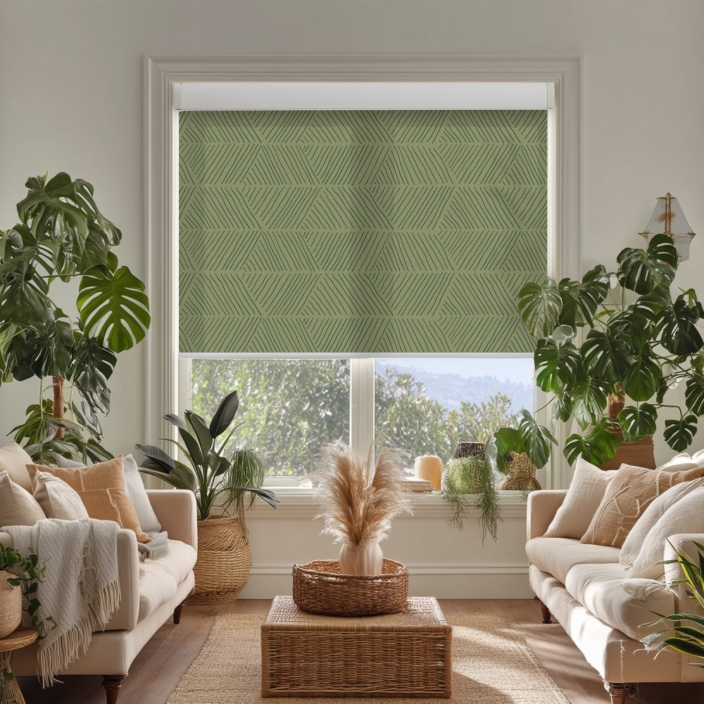 Bohome Rattan Custom Designer Print Semi - Blackout Roller Blinds - Deconovo US