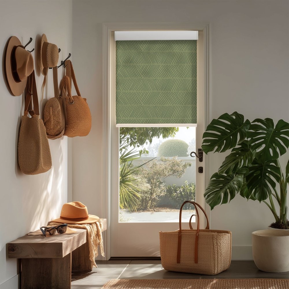Bohome Rattan Custom Designer Print Semi - Blackout Roller Blinds - Deconovo US