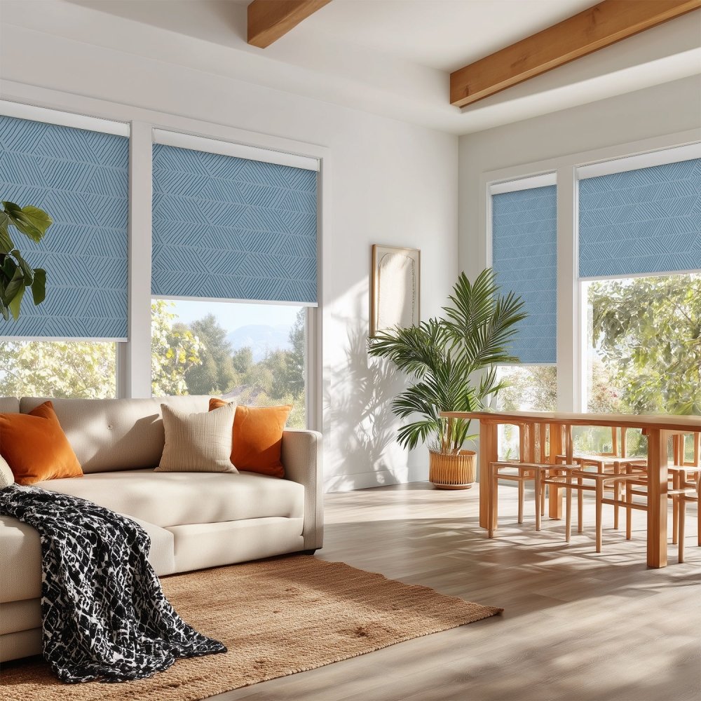 Bohome Rattan Custom Designer Print Semi - Blackout Roller Blinds - Deconovo US