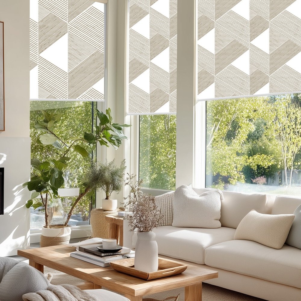 Classic Custom Pleat Print Full Blackout Roller Blinds - Deconovo US