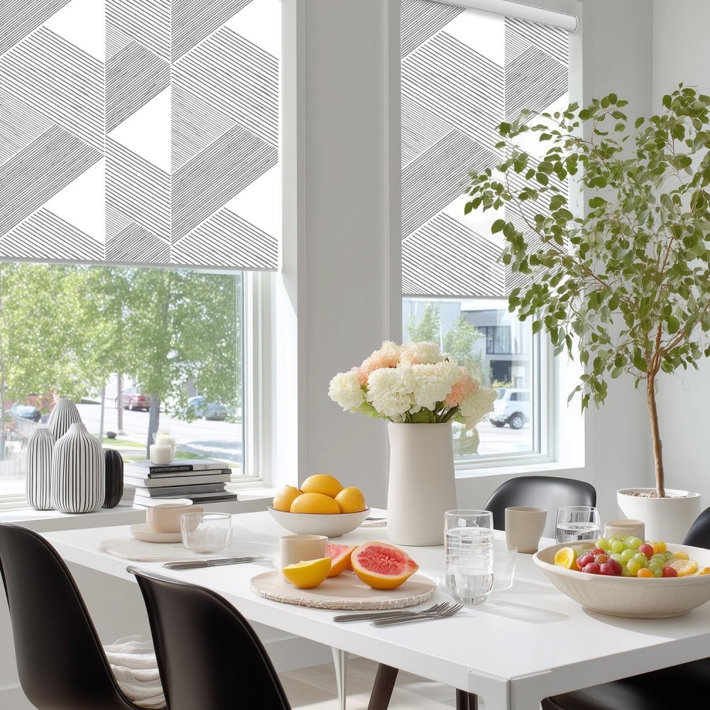 Classic Custom Pleat Print Full Blackout Roller Blinds - Deconovo US