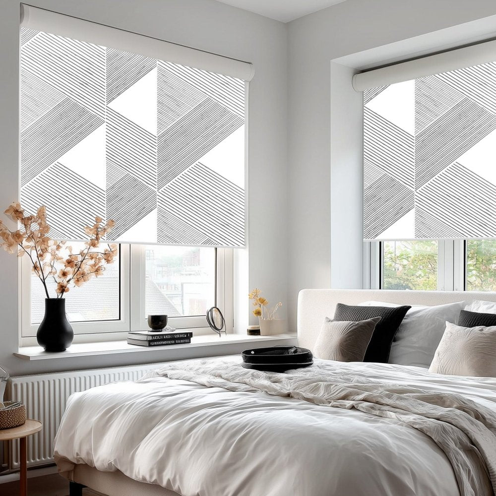 Classic Custom Pleat Print Full Blackout Roller Blinds - Deconovo US