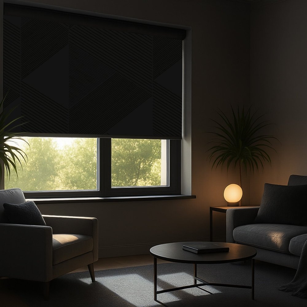 Classic Custom Pleat Print Full Blackout Roller Blinds - Deconovo US