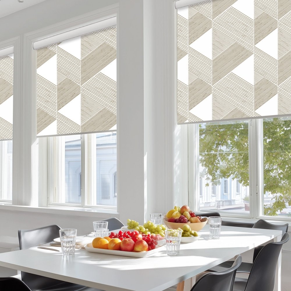 Classic Custom Pleat Print Full Blackout Roller Blinds - Deconovo US
