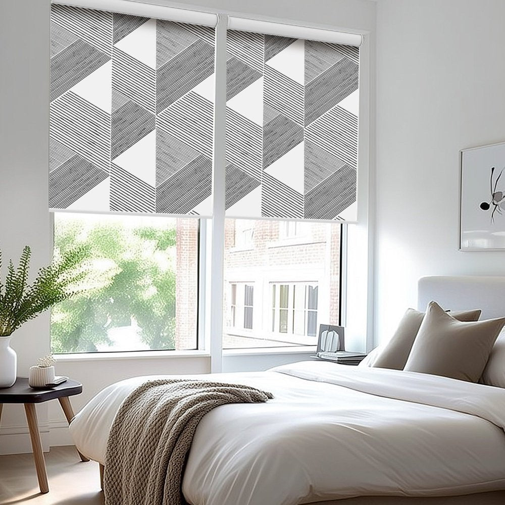 Classic Custom Pleat Print Full Blackout Roller Blinds - Deconovo US