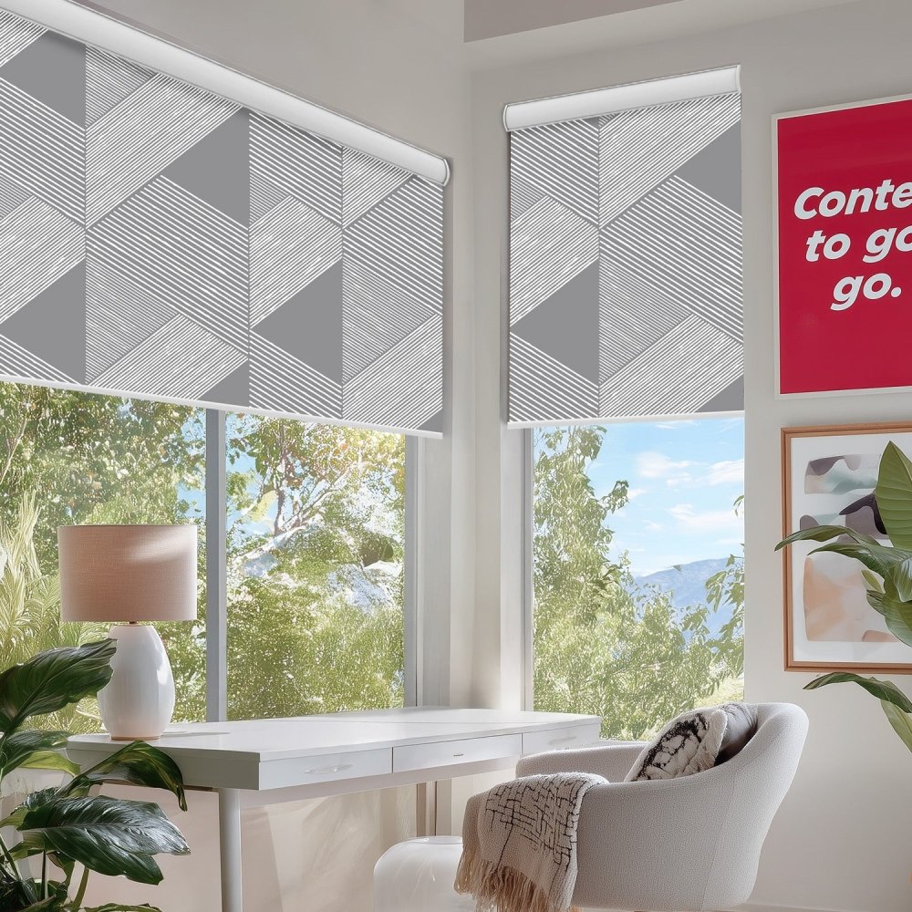 Classic Custom Pleat Print Full Blackout Roller Blinds - Deconovo US