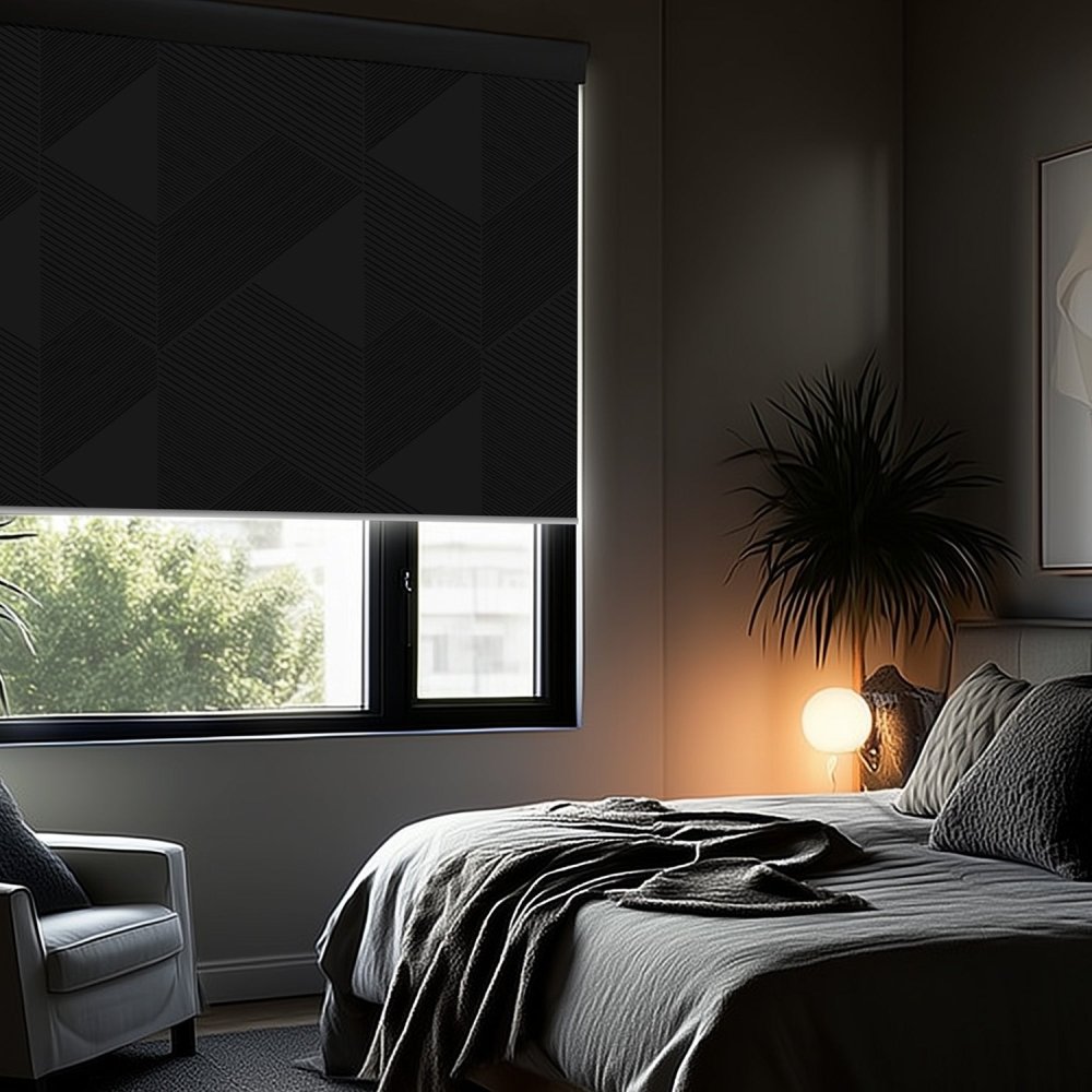 Classic Custom Pleat Print Full Blackout Roller Blinds - Deconovo US