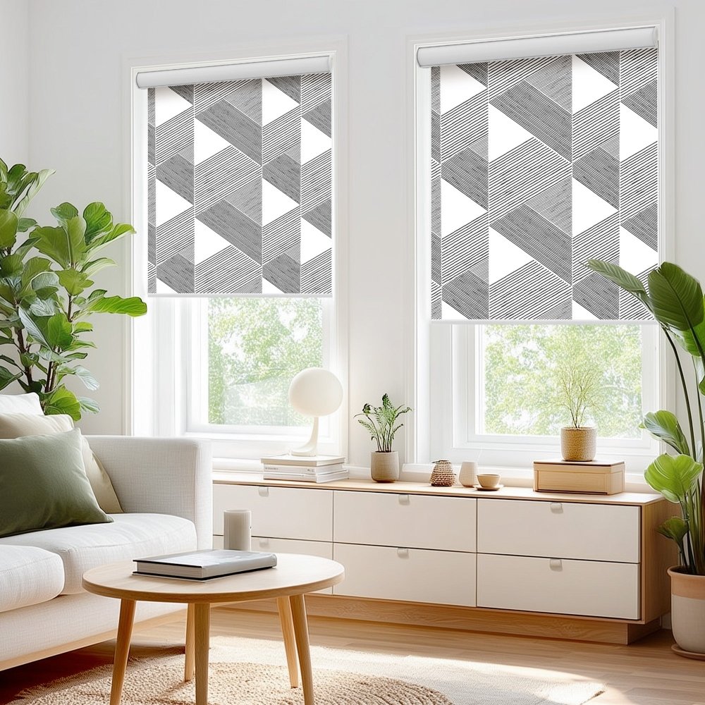 Classic Custom Pleat Print Full Blackout Roller Blinds - Deconovo US