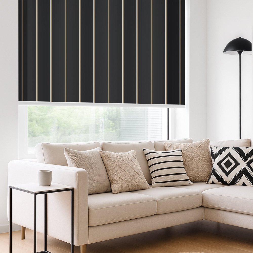 Classic Custom Stripe Screen Print Semi - Blackout Roller Blinds - Deconovo US