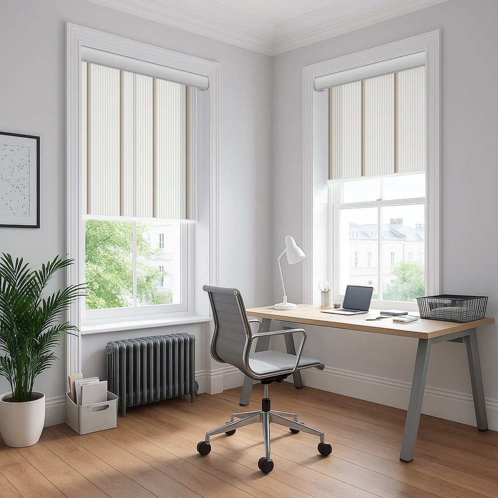 Classic Custom Stripe Screen Print Semi - Blackout Roller Blinds - Deconovo US