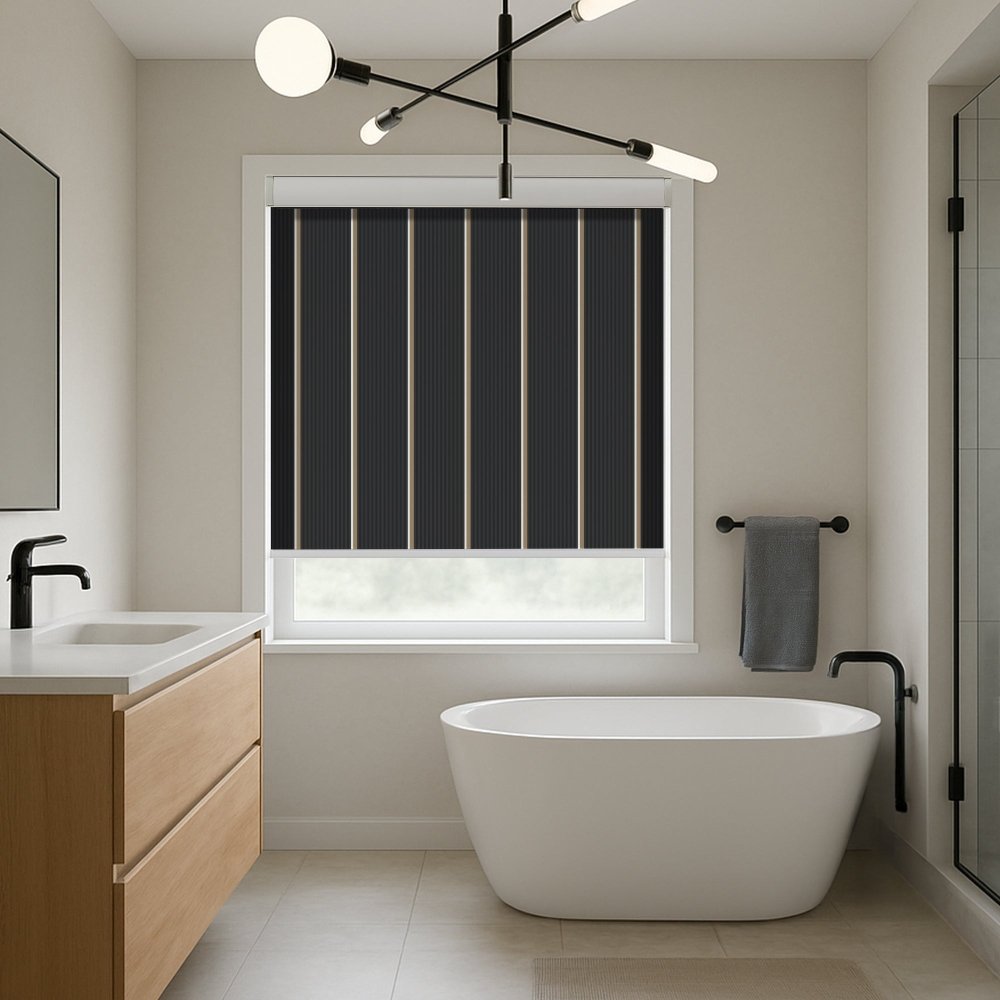 Classic Custom Stripe Screen Print Semi - Blackout Roller Blinds - Deconovo US