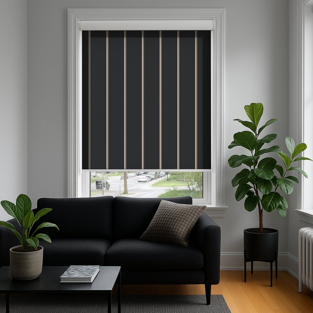 Classic Custom Stripe Screen Print Semi - Blackout Roller Blinds - Deconovo US