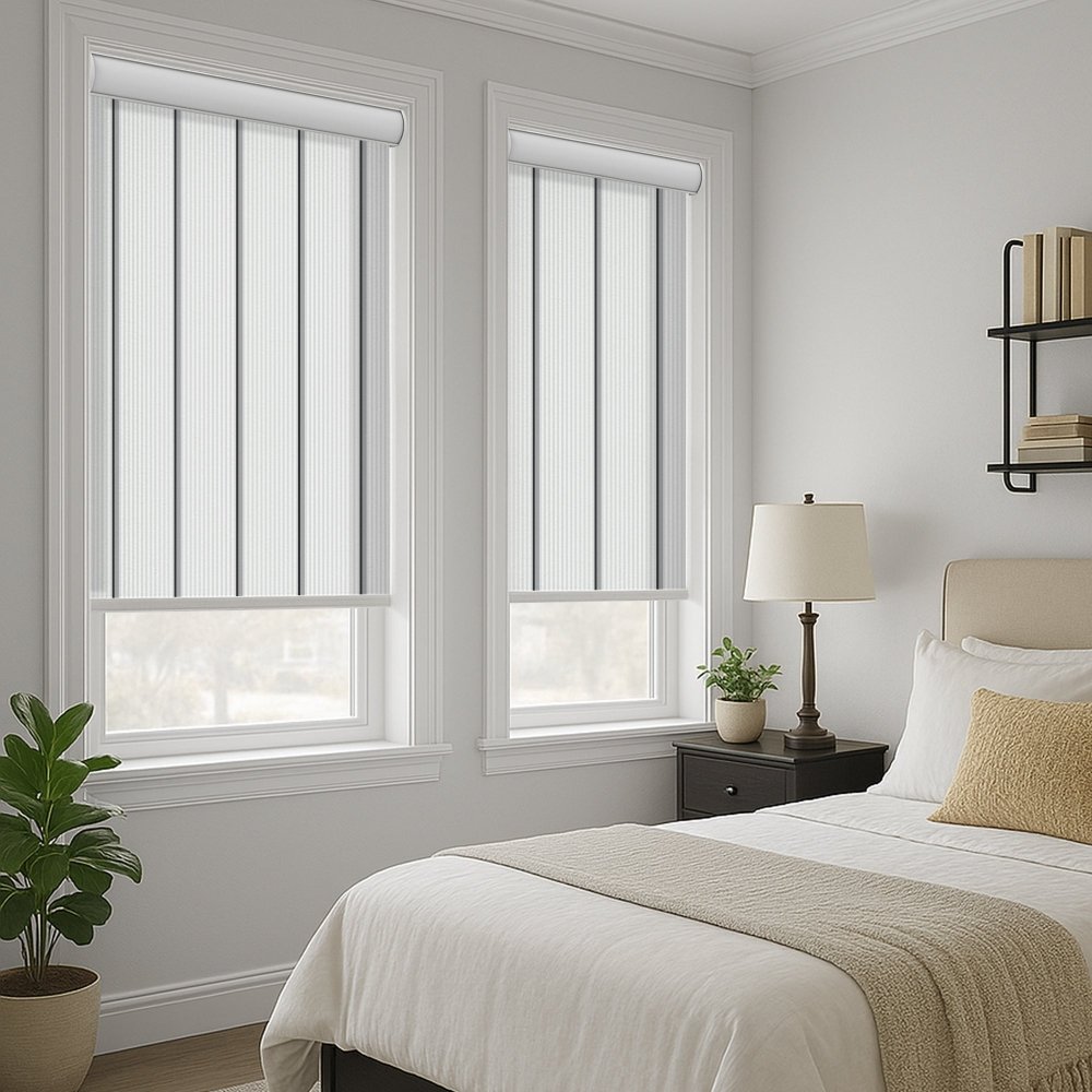 Classic Custom Stripe Screen Print Semi - Blackout Roller Blinds - Deconovo US