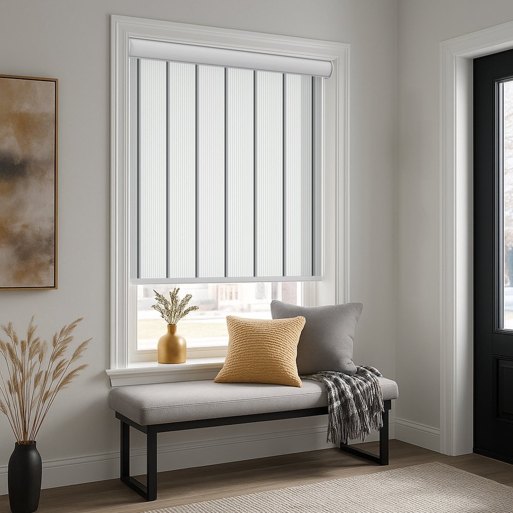 Classic Custom Stripe Screen Print Semi - Blackout Roller Blinds - Deconovo US