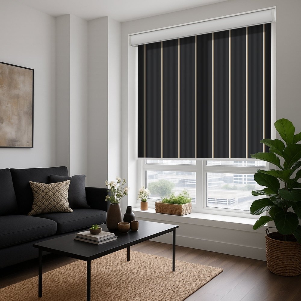 Classic Custom Stripe Screen Print Semi - Blackout Roller Blinds - Deconovo US