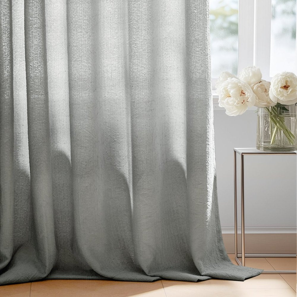 Damla Double - Layer Crinkled Sheer Curtains - Deconovo US