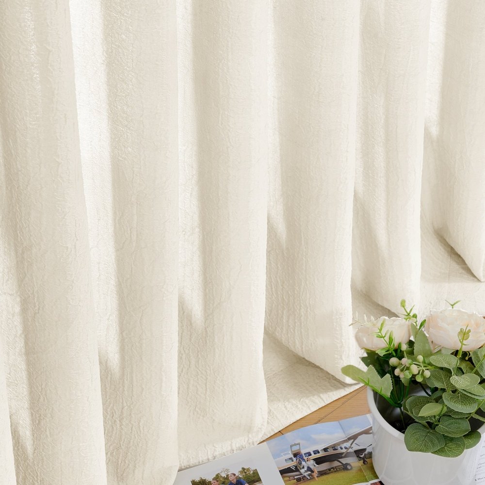 Damla Double - Layer Crinkled Sheer Curtains - Deconovo US