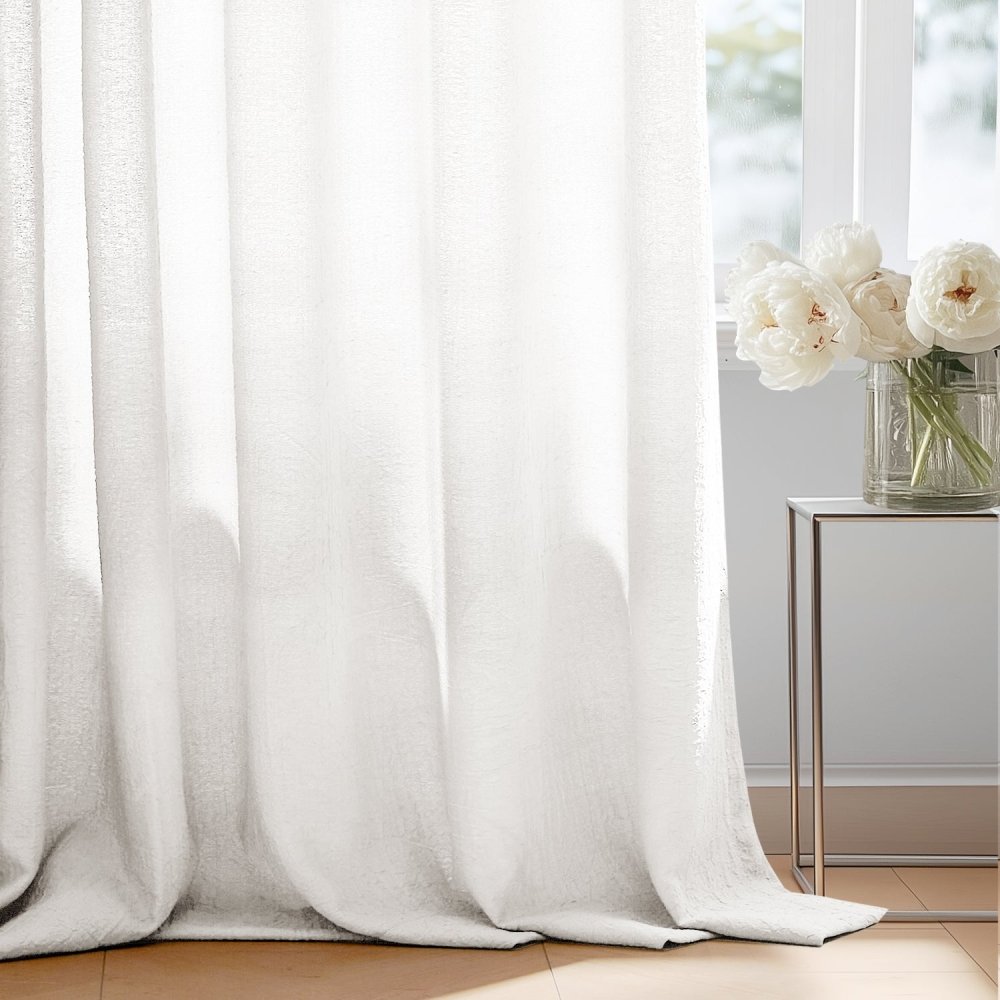 Damla Double - Layer Crinkled Sheer Curtains - Deconovo US
