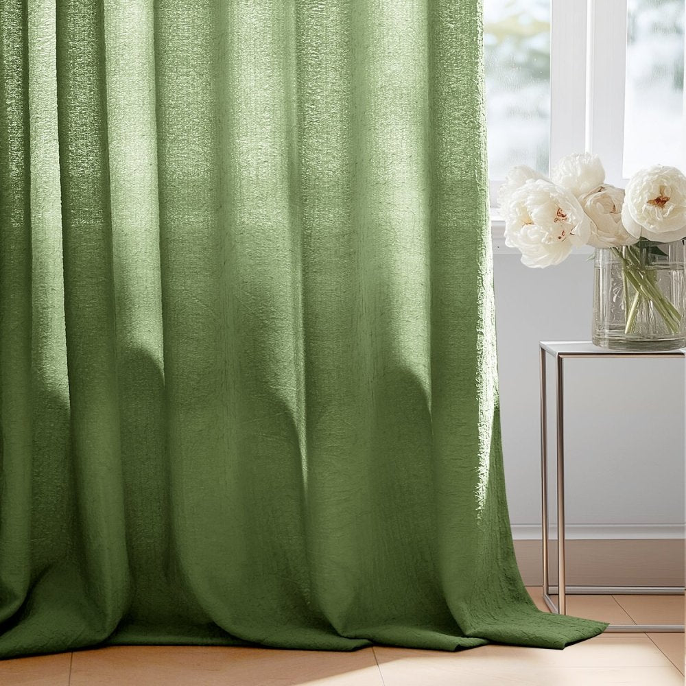 Damla Double - Layer Crinkled Sheer Curtains - Deconovo US
