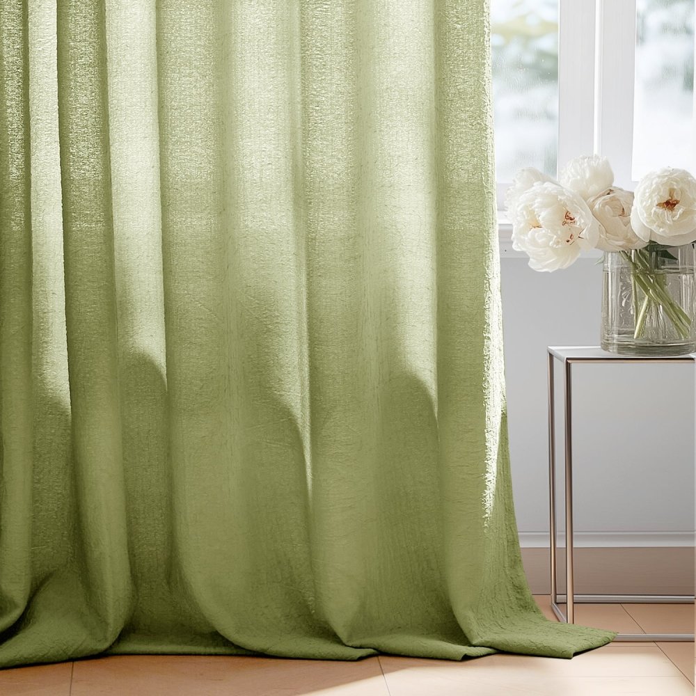 Damla Double - Layer Crinkled Sheer Curtains - Deconovo US