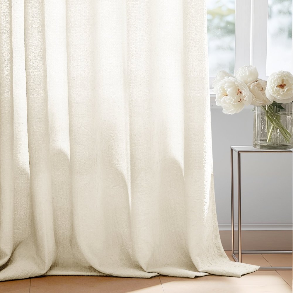 Damla Double - Layer Crinkled Sheer Curtains - Deconovo US