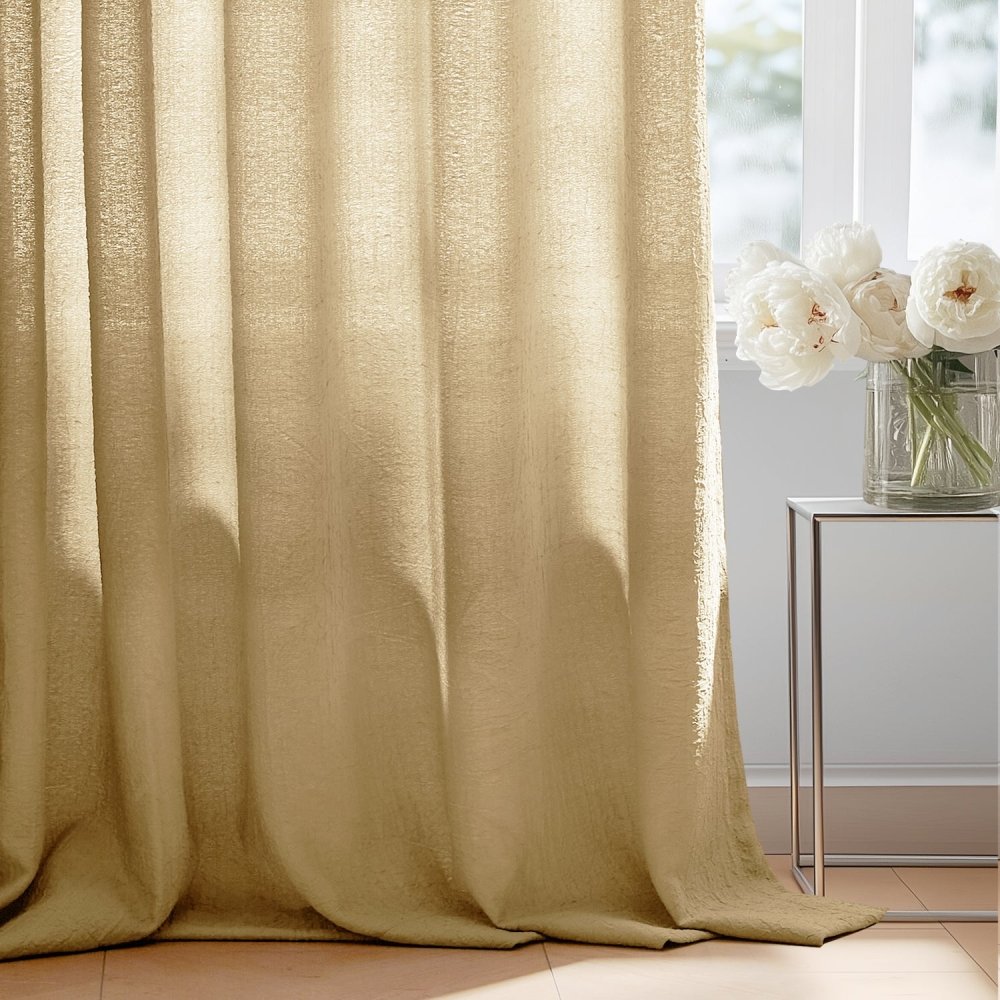 Damla Double - Layer Crinkled Sheer Curtains - Deconovo US