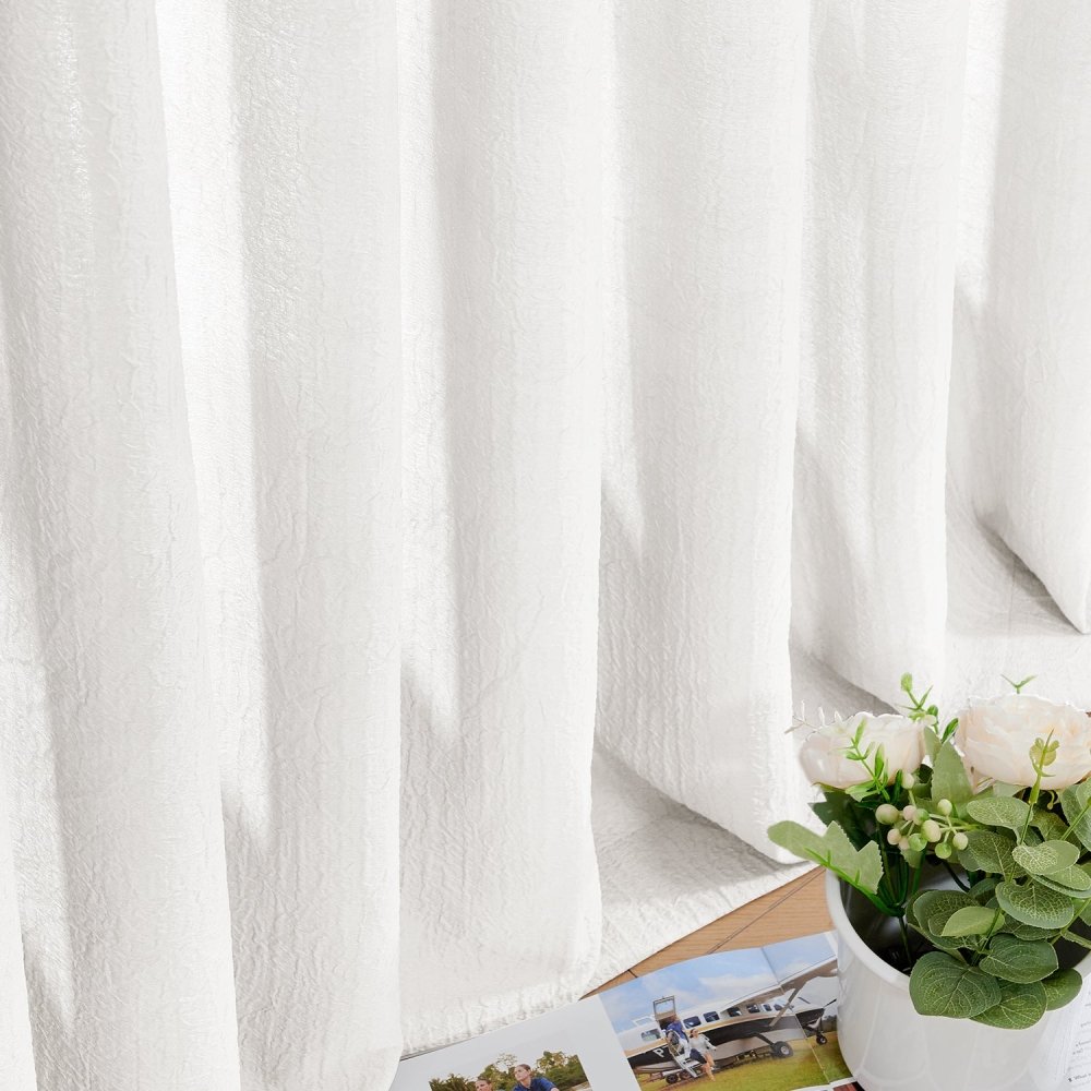 Damla Double - Layer Crinkled Sheer Curtains - Deconovo US