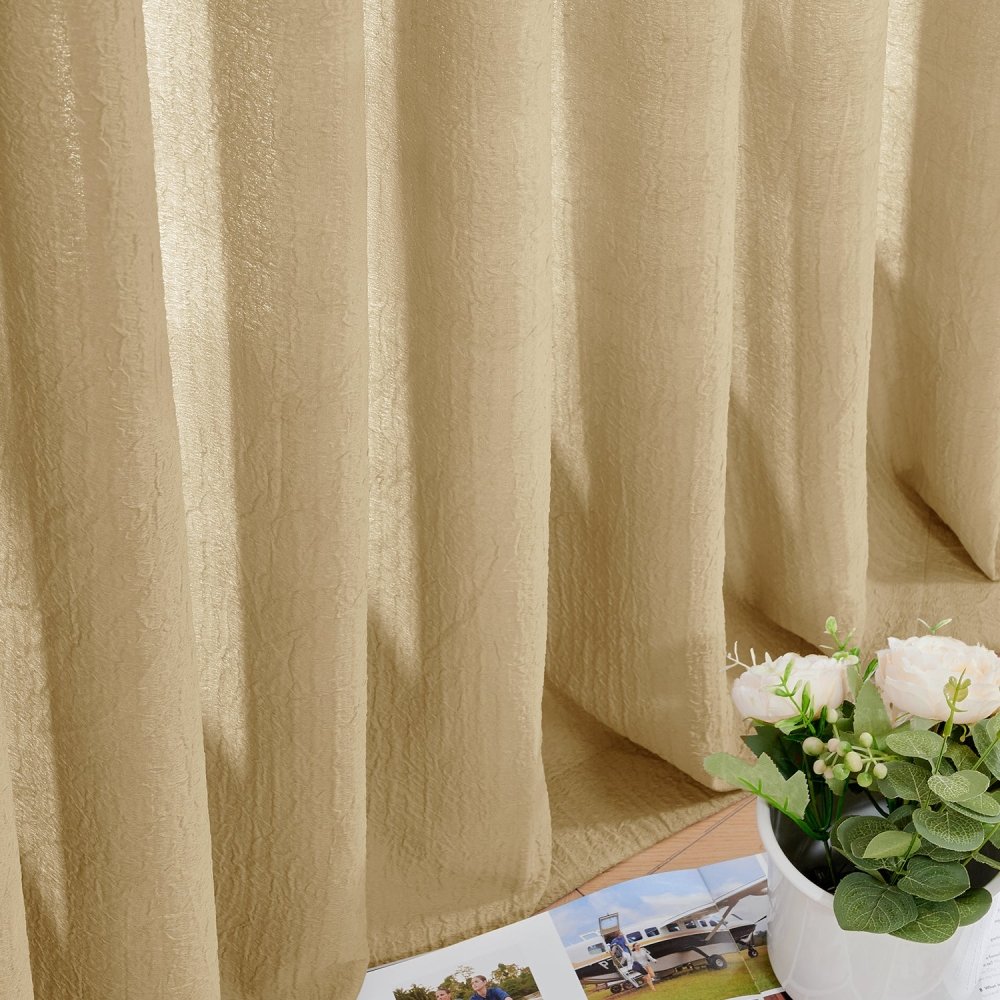 Damla Double - Layer Crinkled Sheer Curtains - Deconovo US