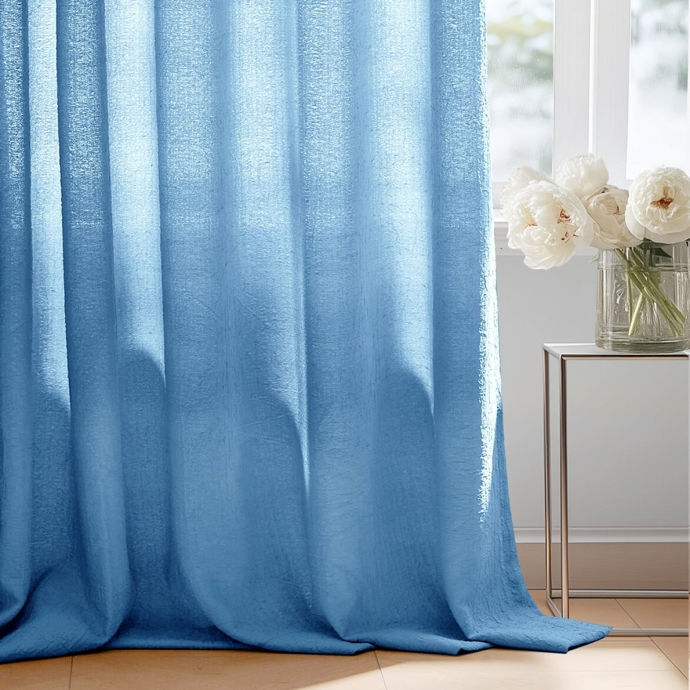 Damla Double - Layer Crinkled Sheer Curtains - Deconovo US