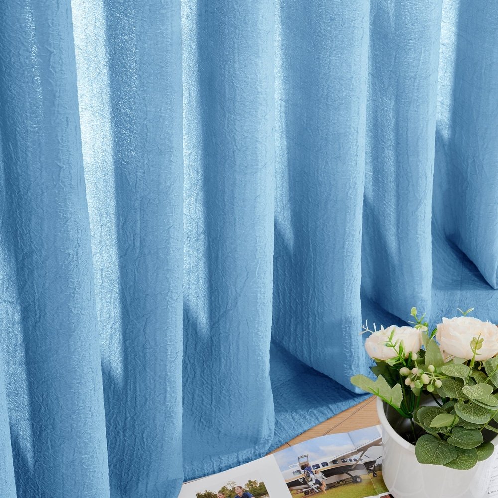 Damla Double - Layer Crinkled Sheer Curtains - Deconovo US