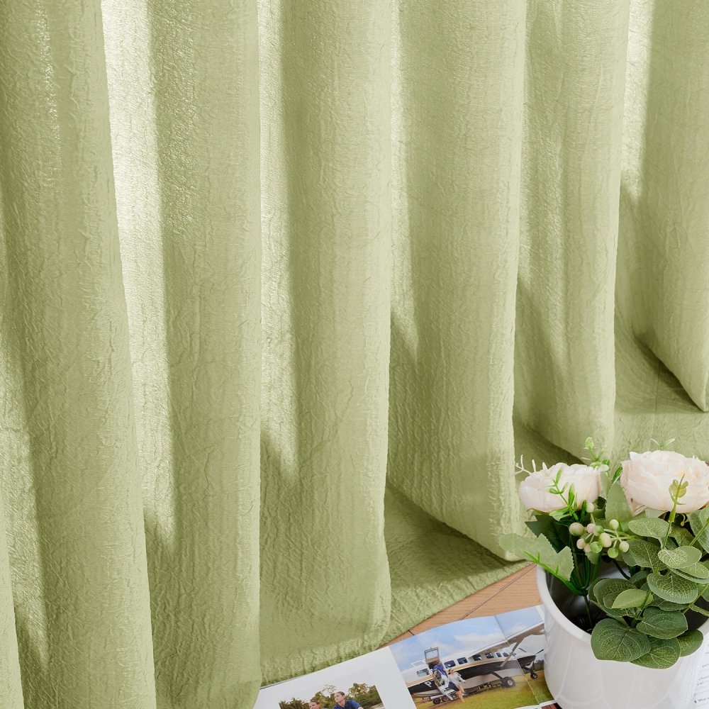 Damla Double - Layer Crinkled Sheer Curtains - Deconovo US