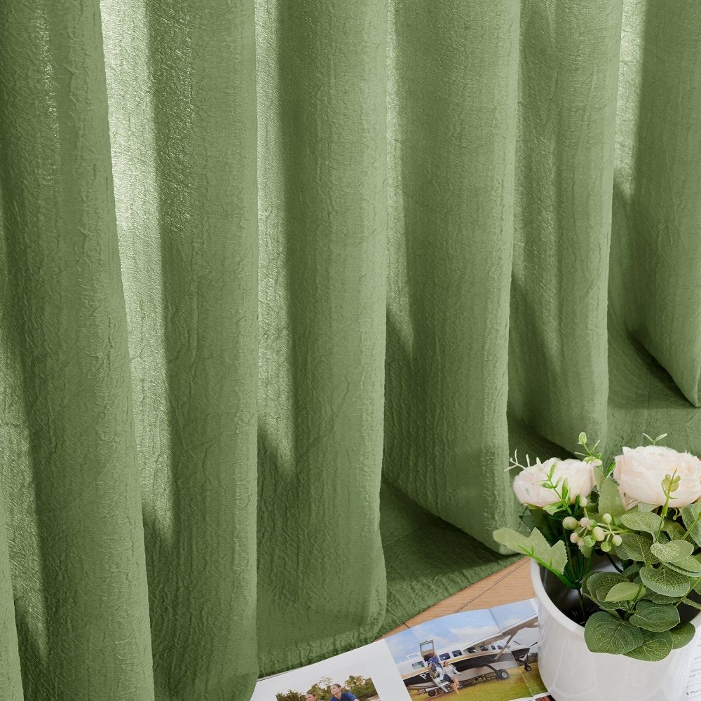 Damla Double - Layer Crinkled Sheer Curtains - Deconovo US