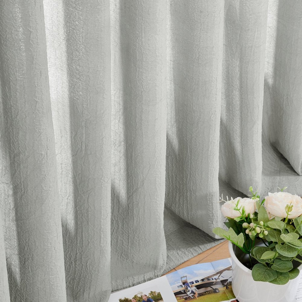 Damla Double - Layer Crinkled Sheer Curtains - Deconovo US