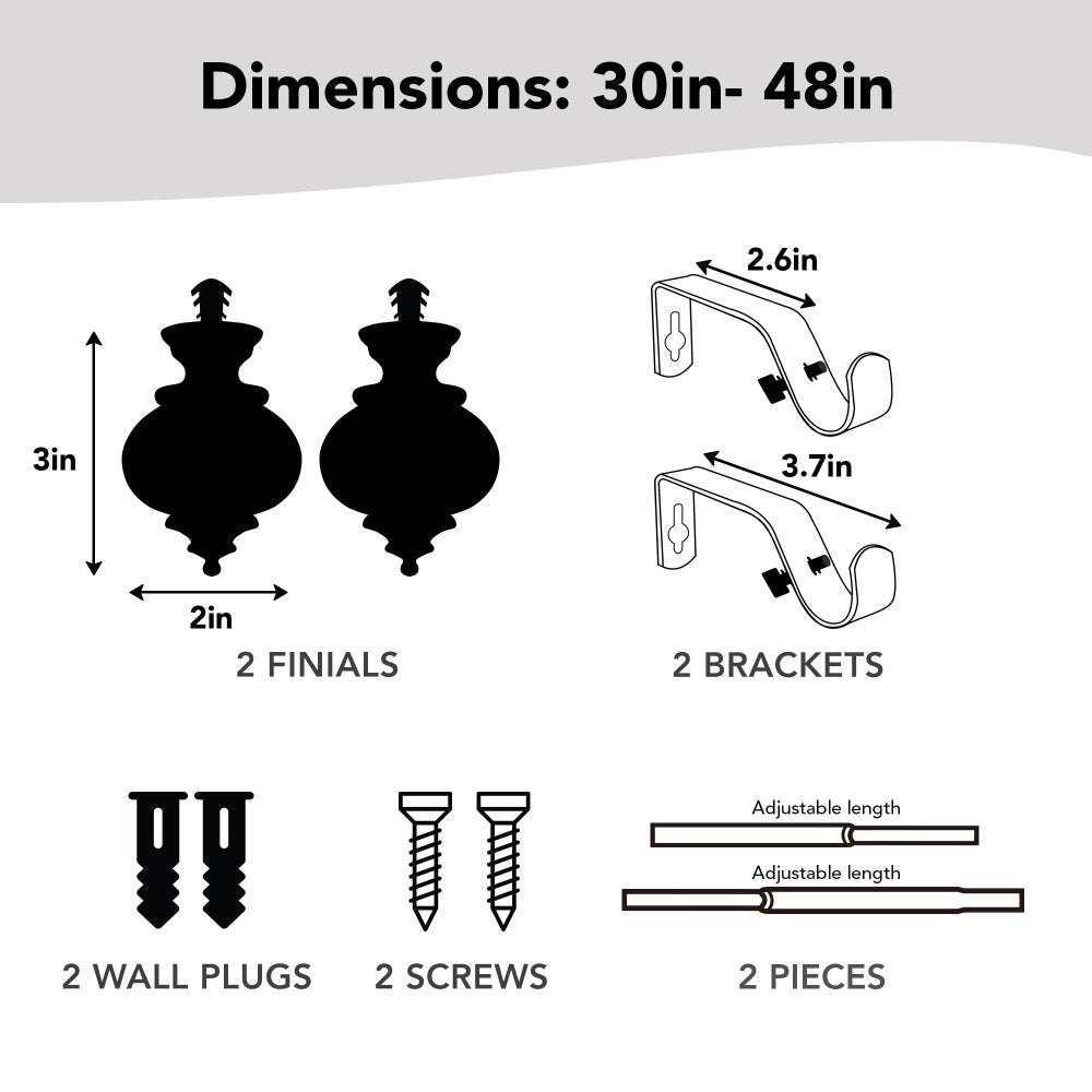 Deconovo Curtain Rods for Windows, Adjustable Decorative Single Window Curtain Rod Set - Deconovo US