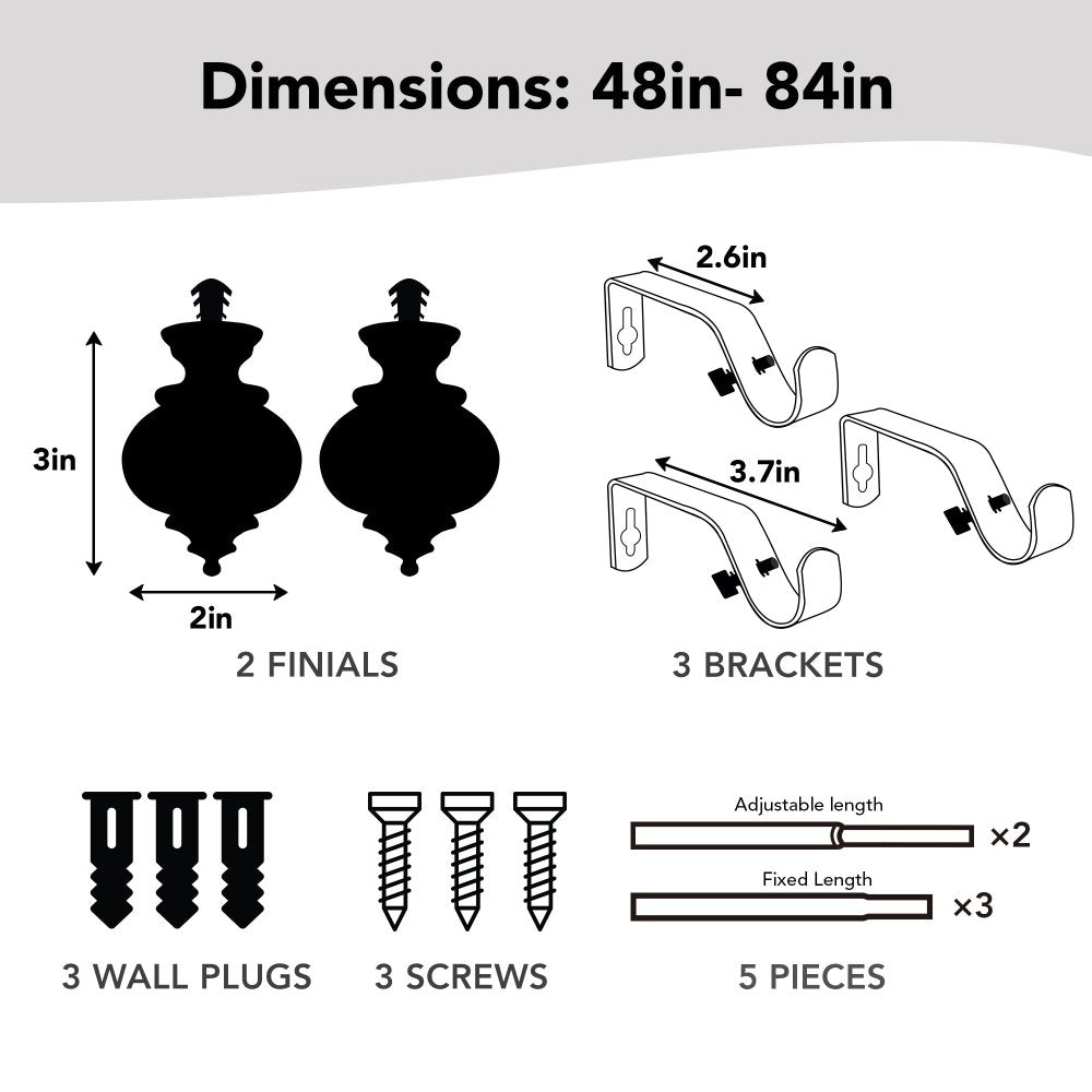 Deconovo Curtain Rods for Windows, Adjustable Decorative Single Window Curtain Rod Set - Deconovo US